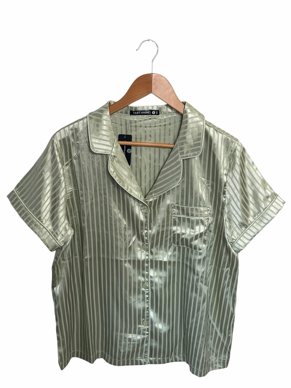 Tart 2 pc Silky Striped Button-Up Pajama Top - Shimmering Light Gold
